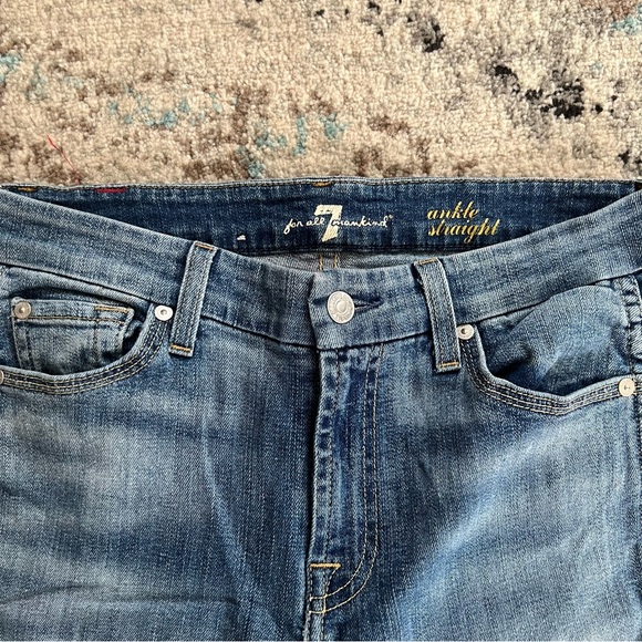 7 for All Mankind Ankle Straight Blue Jeans - Picture 4 of 7
